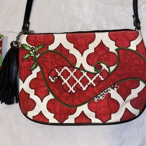Brighton Love Dove Pouch Crossbody Tote Purse Bag Red, Black, And White